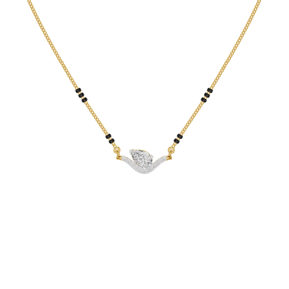 Dangling Pear V-Shaped Mangalsutra 18 KT / Yellow Gold