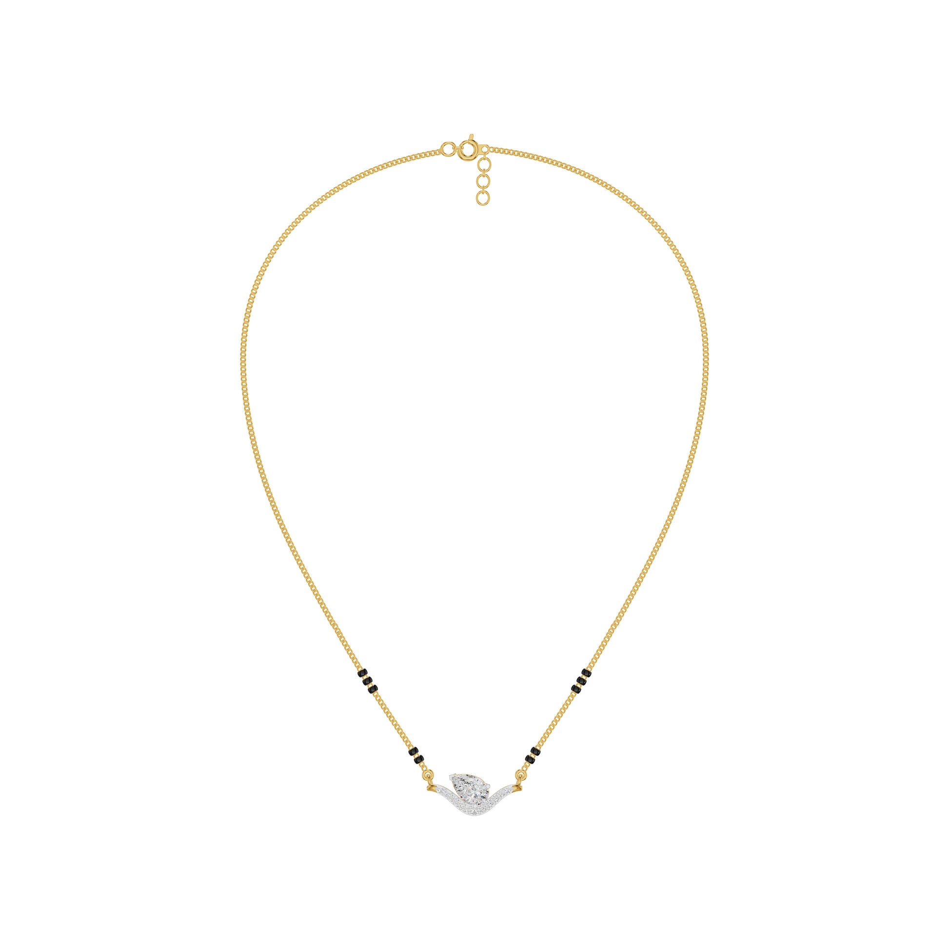 Dangling Pear V-Shaped Mangalsutra 18 KT / Yellow Gold