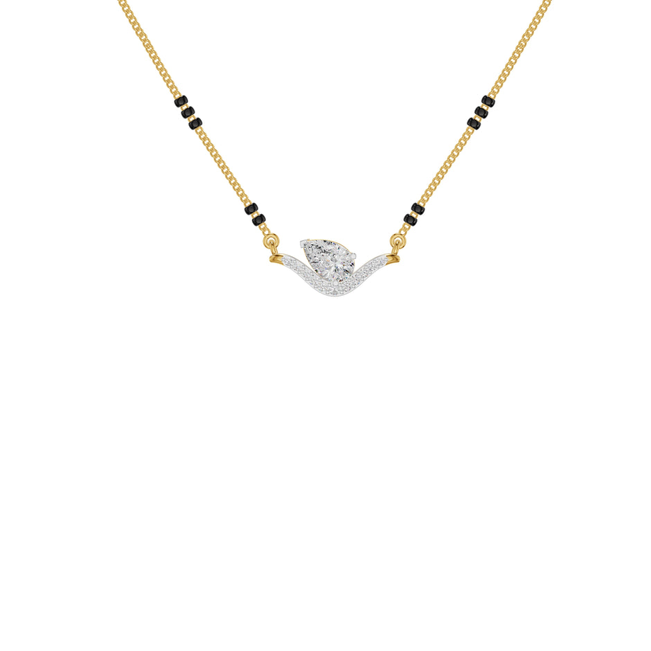 Dangling Pear V-Shaped Mangalsutra 18 KT / Yellow Gold