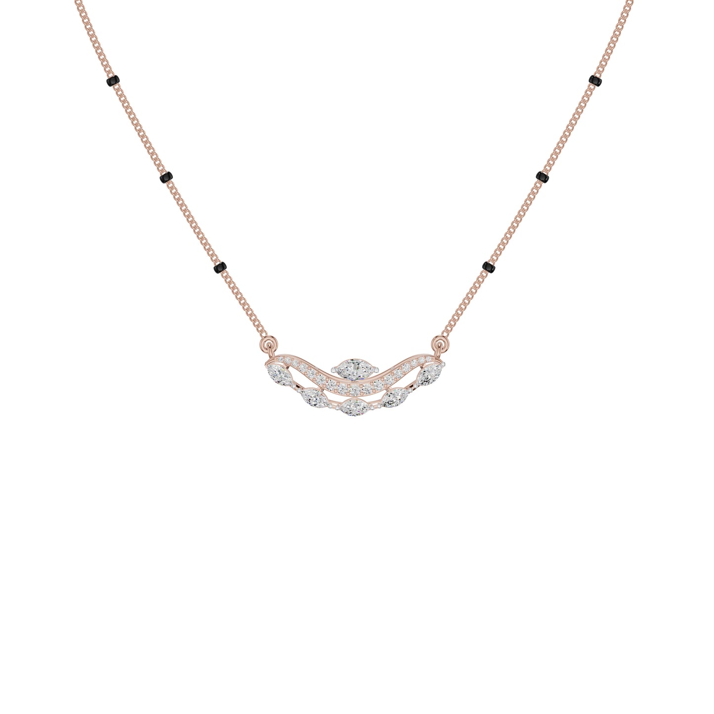 Wavy Marquise Diamond Mangalsutra 18 KT / Rose Gold