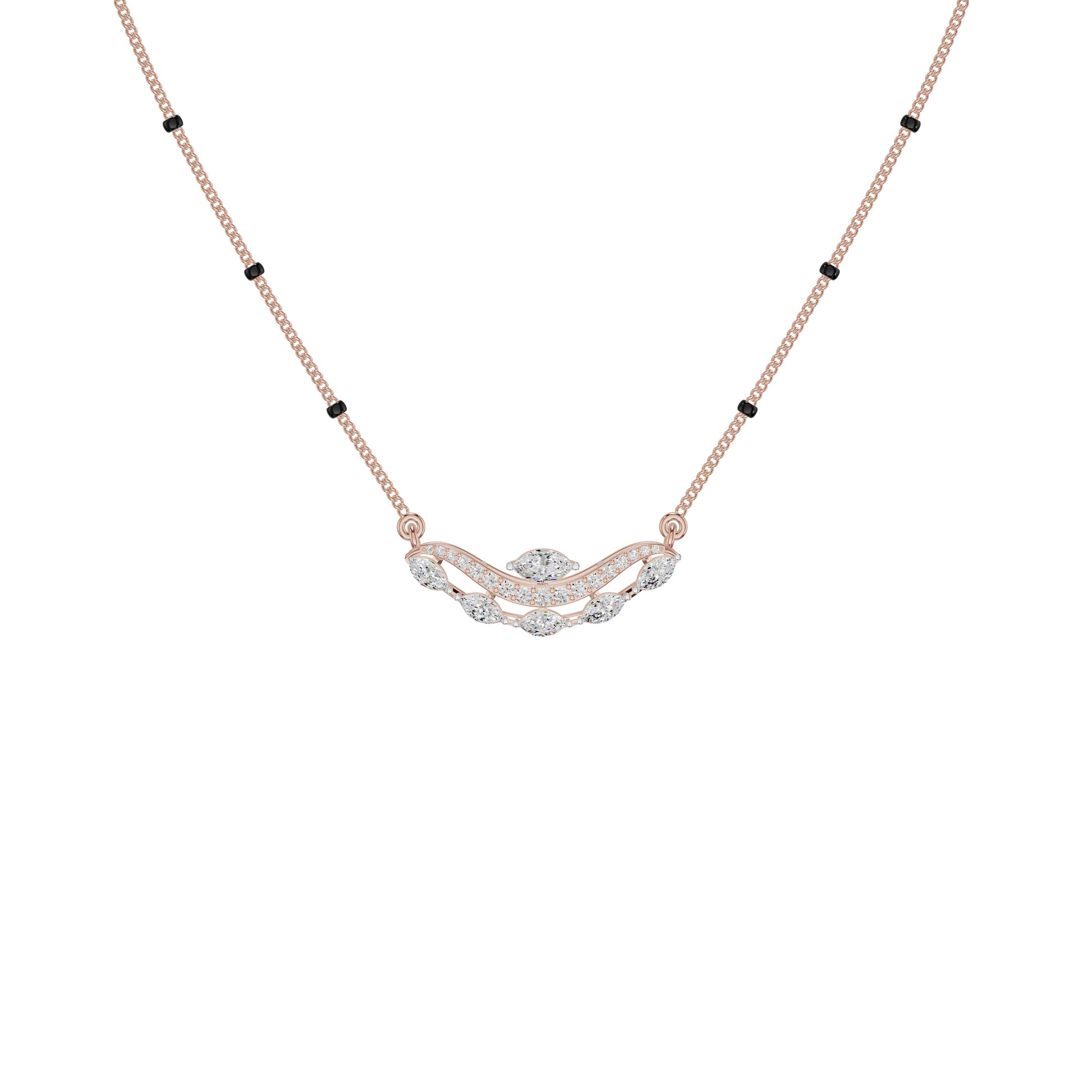 Wavy Marquise Diamond Mangalsutra 18 KT / Rose Gold