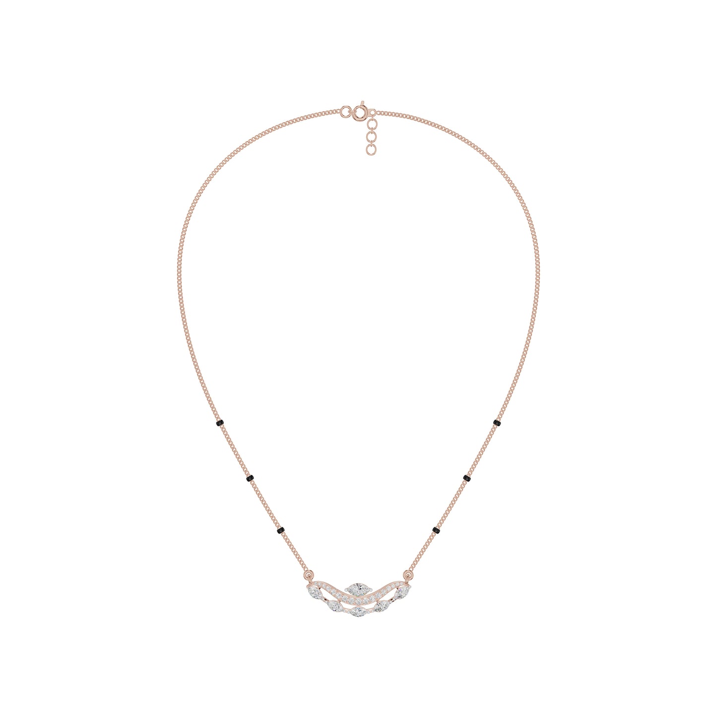 Wavy Marquise Diamond Mangalsutra 18 KT / Rose Gold