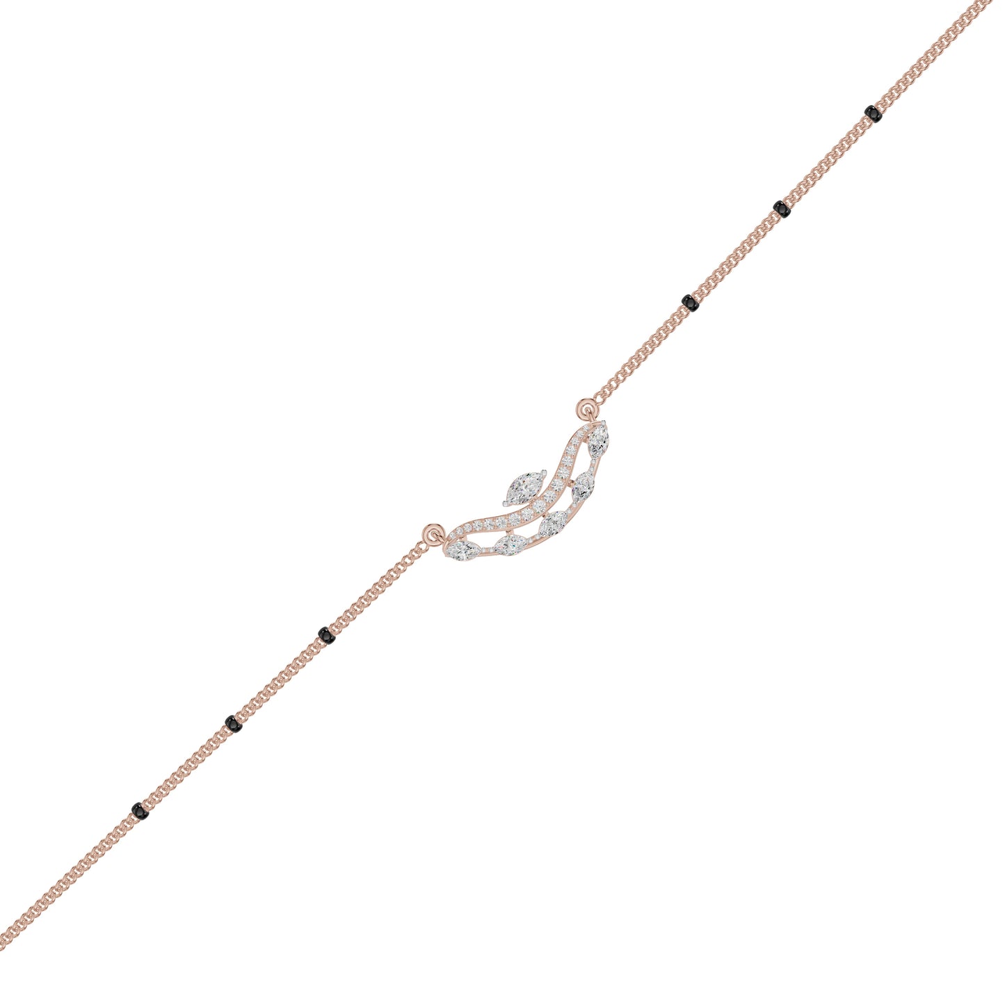 Wavy Marquise Diamond Mangalsutra 18 KT / Rose Gold