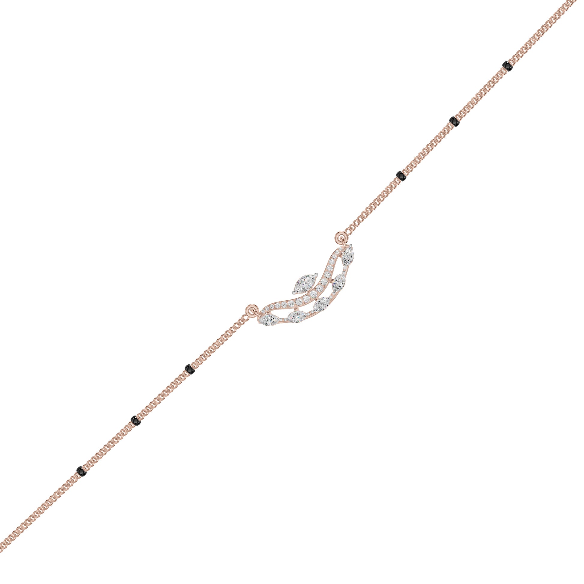 Wavy Marquise Diamond Mangalsutra 18 KT / Rose Gold
