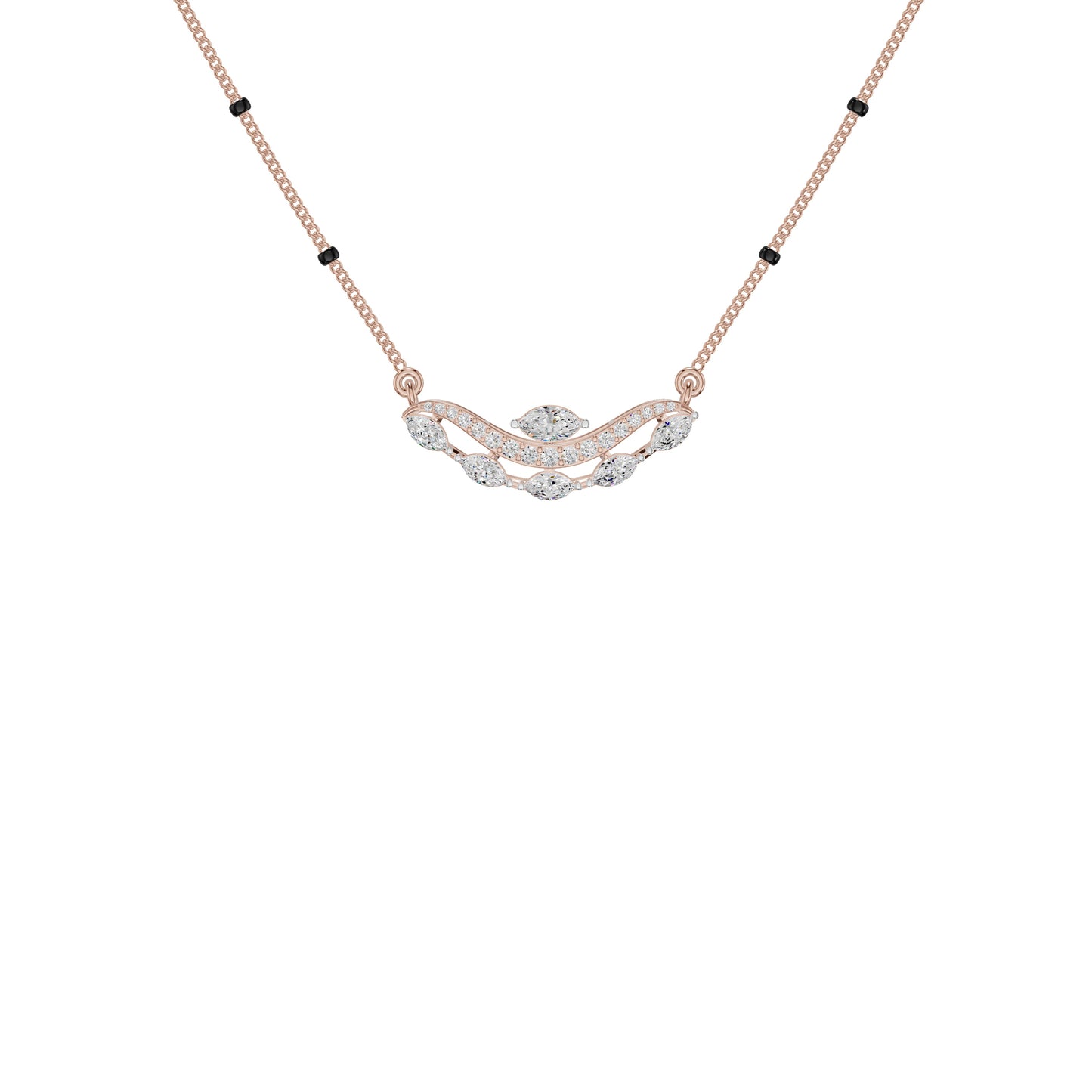 Wavy Marquise Diamond Mangalsutra 18 KT / Rose Gold