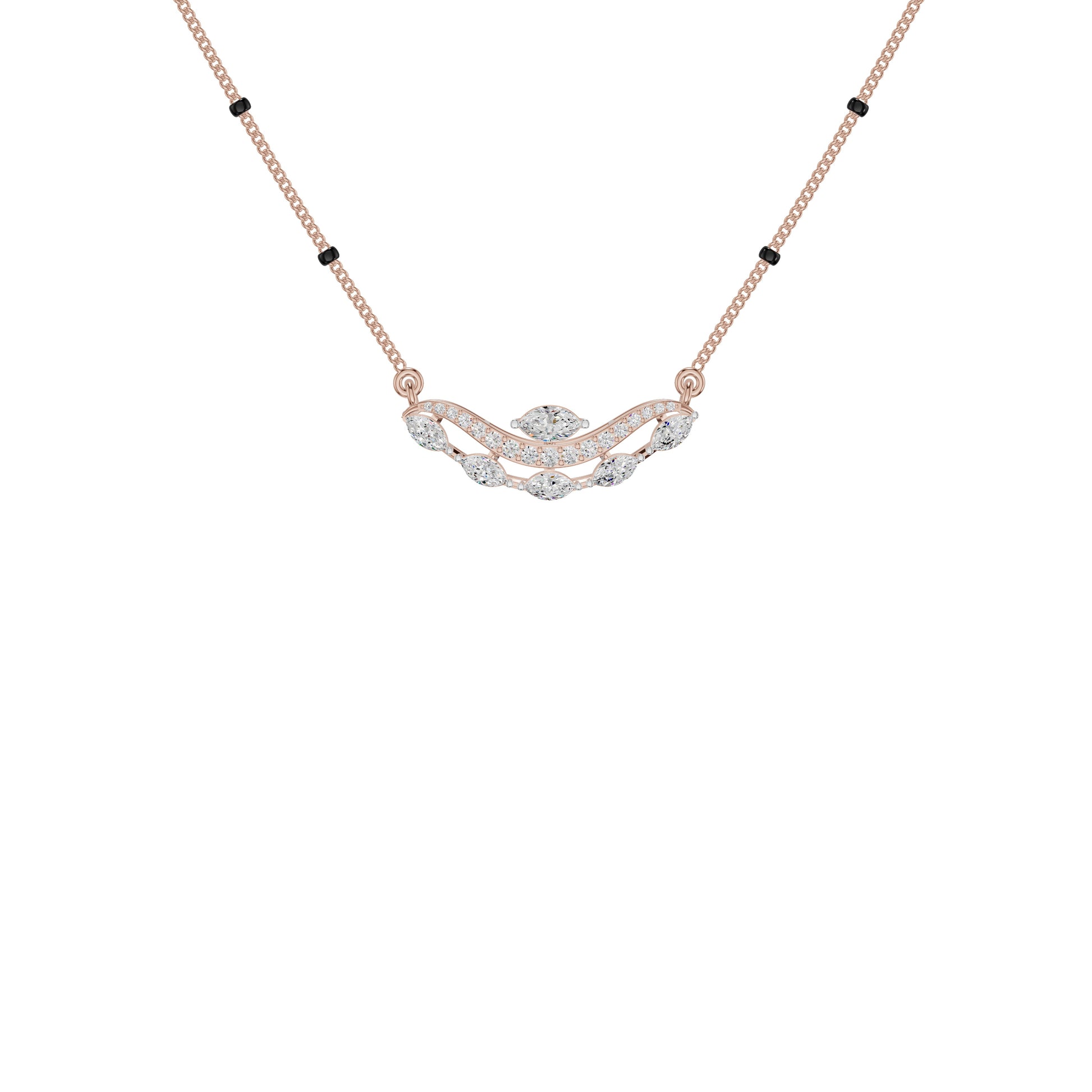 Wavy Marquise Diamond Mangalsutra 18 KT / Rose Gold