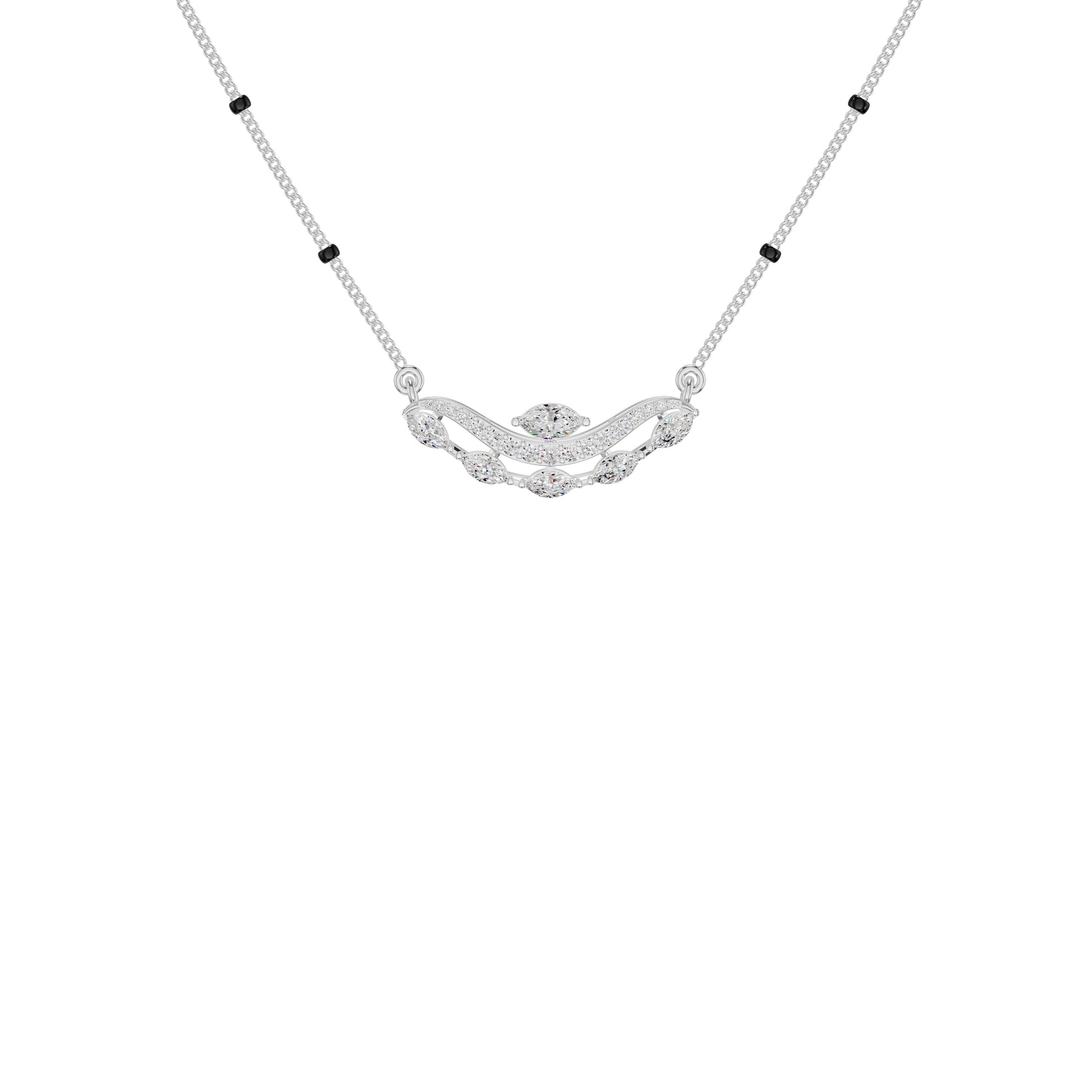 Wavy Marquise Diamond Mangalsutra 18 KT / White Gold