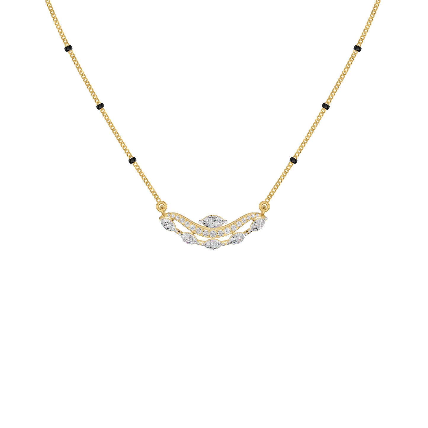 Wavy Marquise Diamond Mangalsutra 18 KT / Yellow Gold