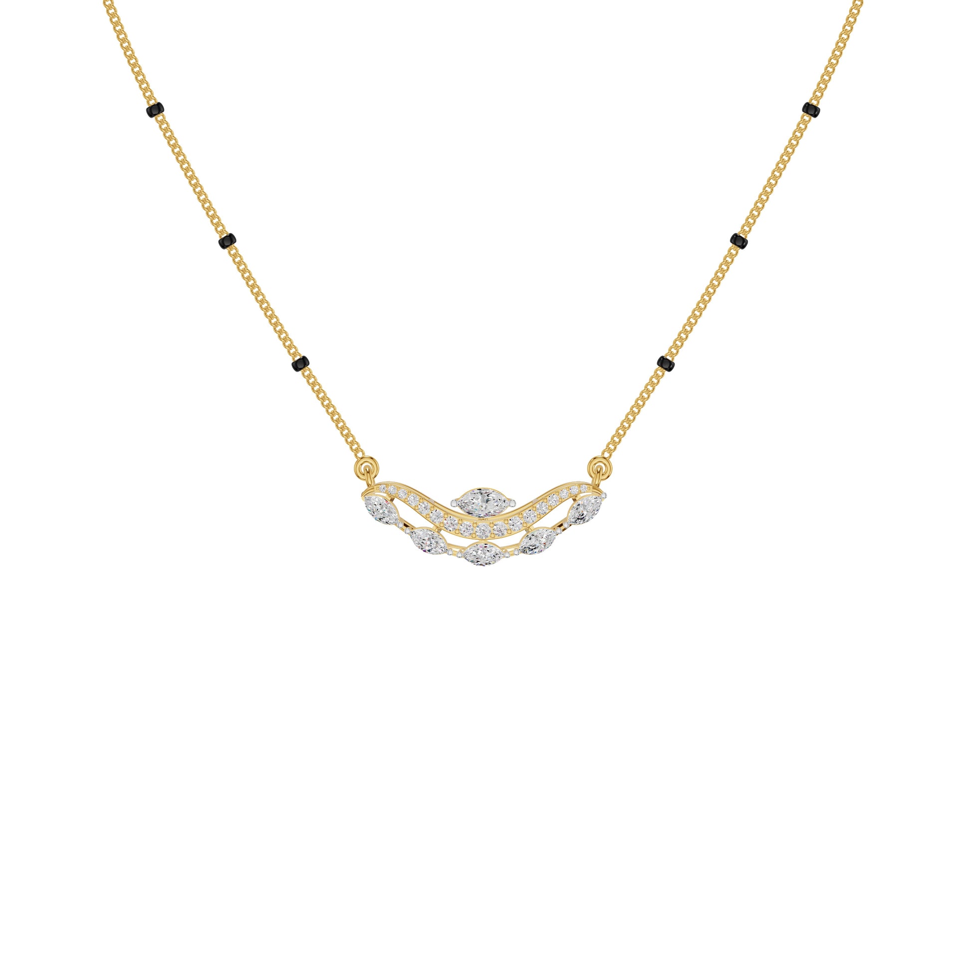 Wavy Marquise Diamond Mangalsutra 18 KT / Yellow Gold