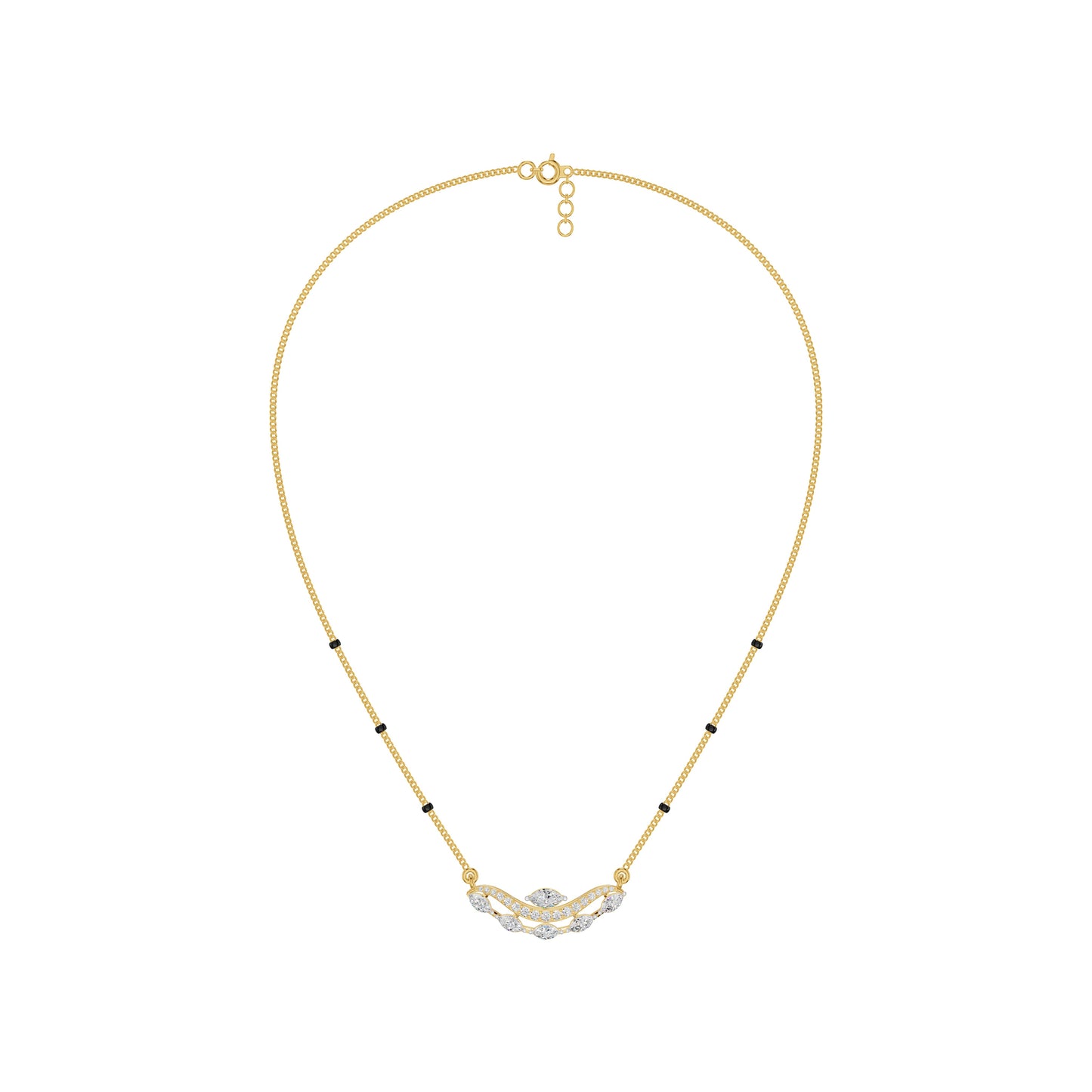 Wavy Marquise Diamond Mangalsutra 18 KT / Yellow Gold