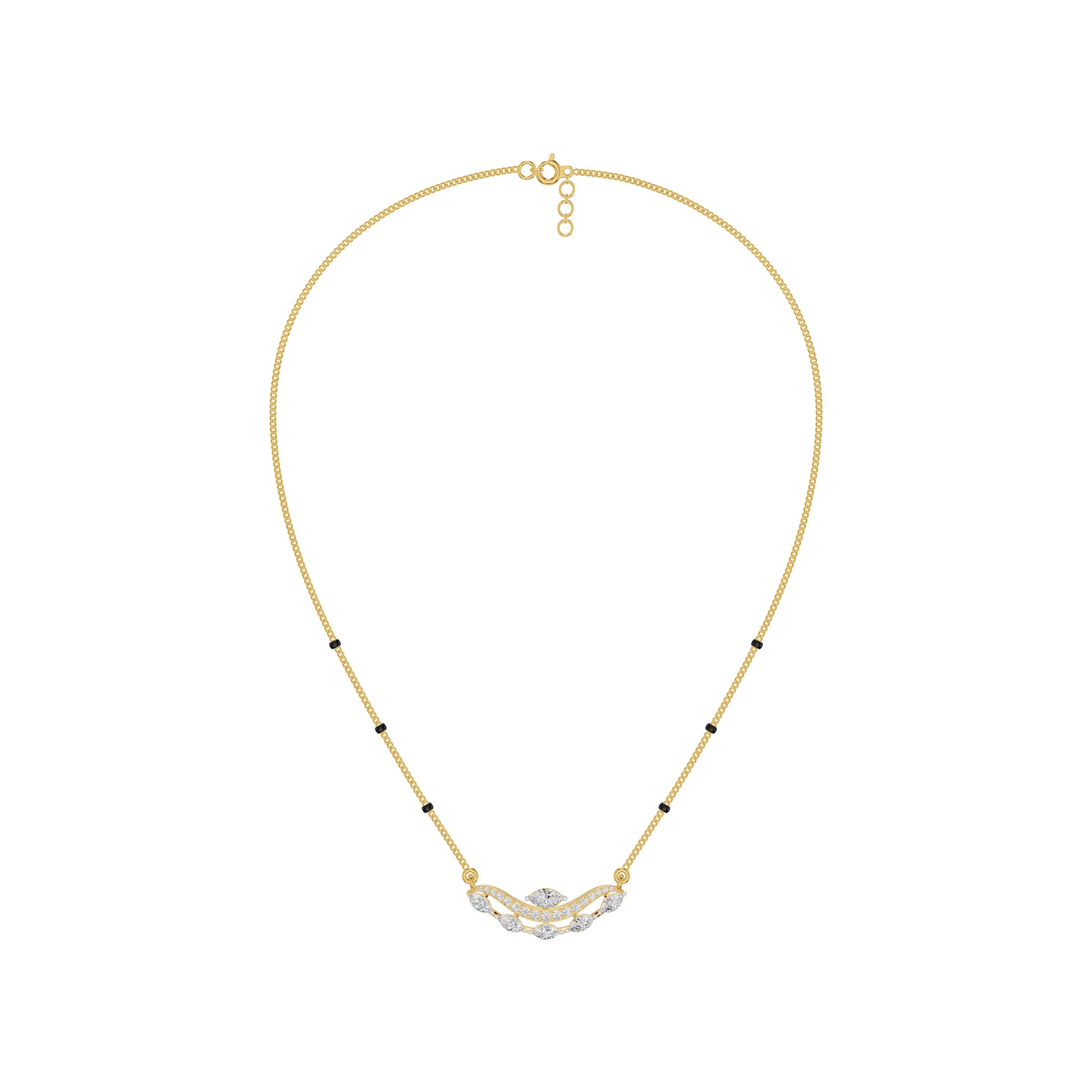 Wavy Marquise Diamond Mangalsutra 18 KT / Yellow Gold