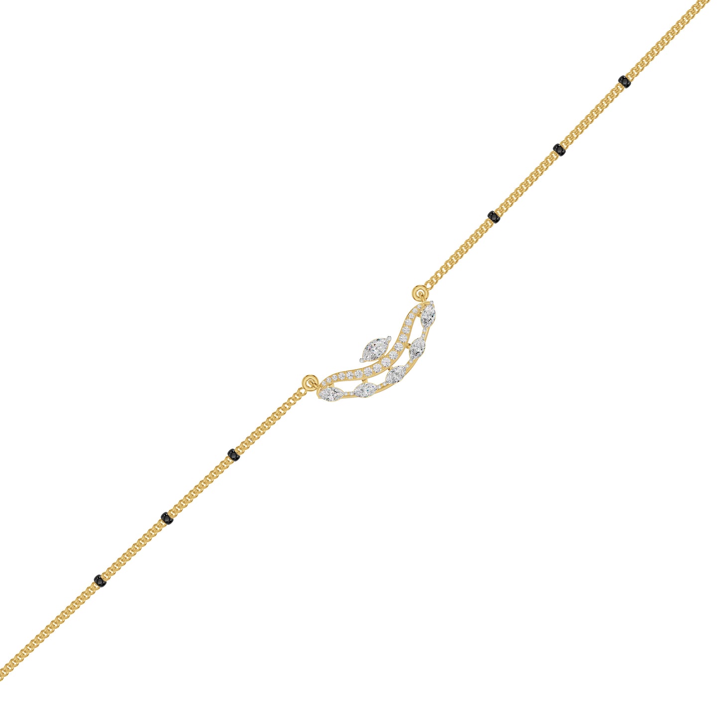 Wavy Marquise Diamond Mangalsutra 18 KT / Yellow Gold