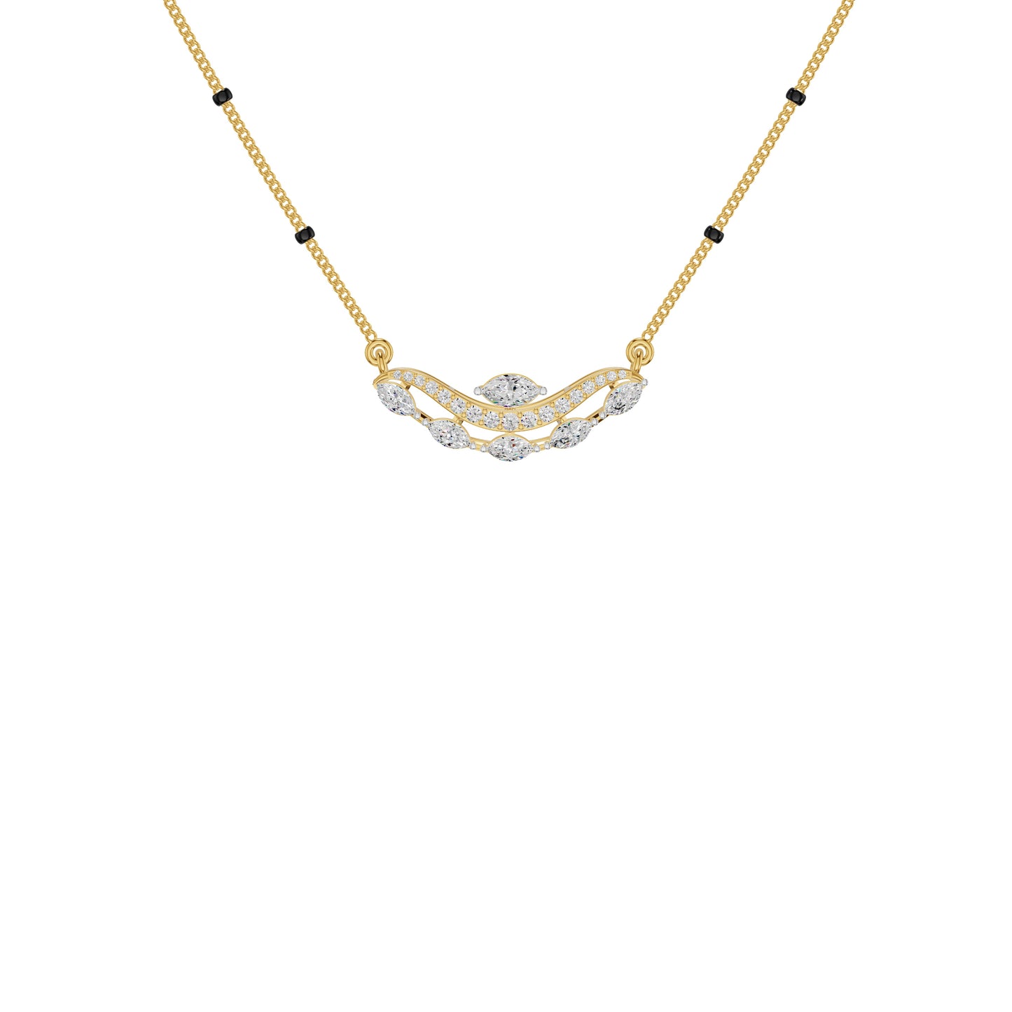 Wavy Marquise Diamond Mangalsutra 18 KT / Yellow Gold