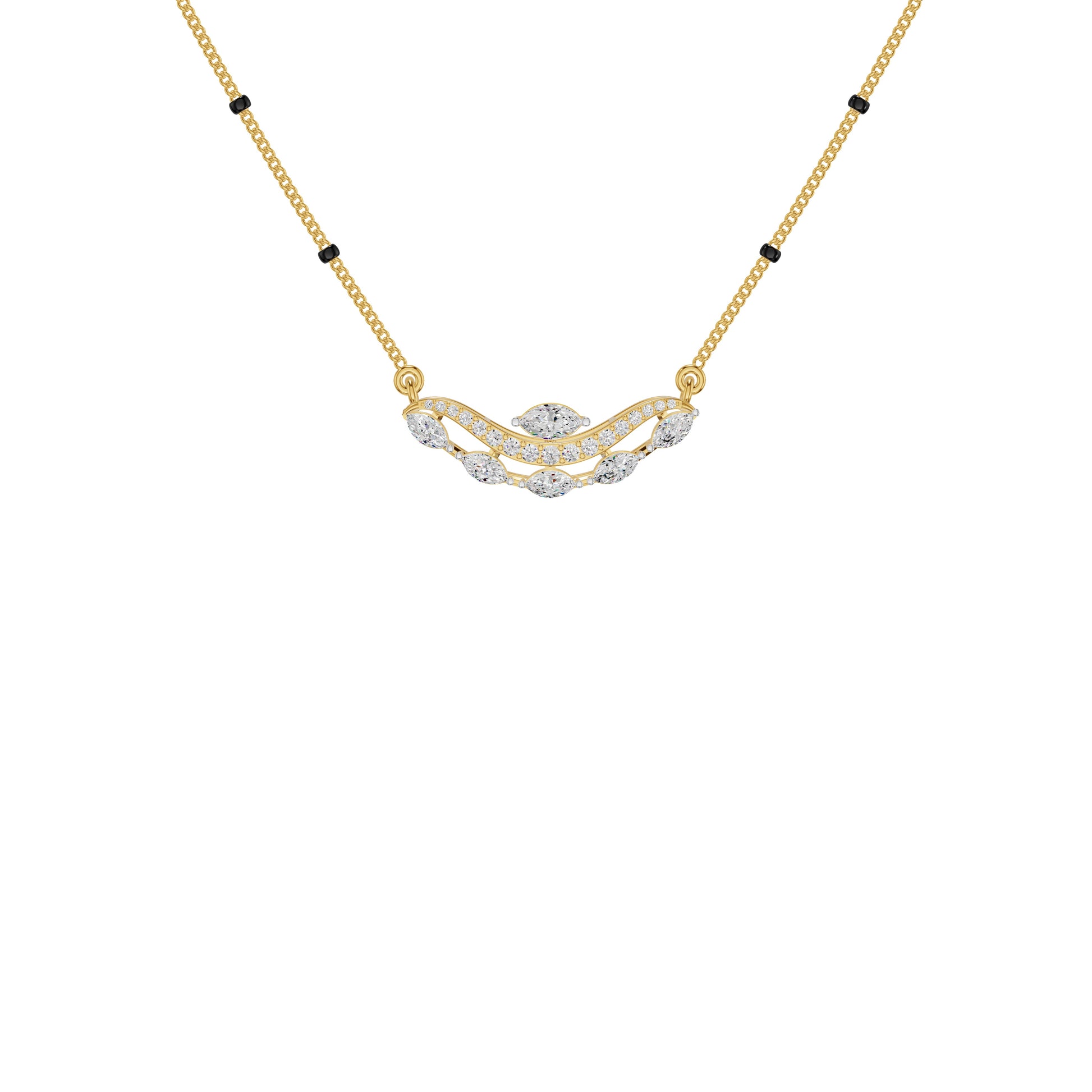 Wavy Marquise Diamond Mangalsutra 18 KT / Yellow Gold