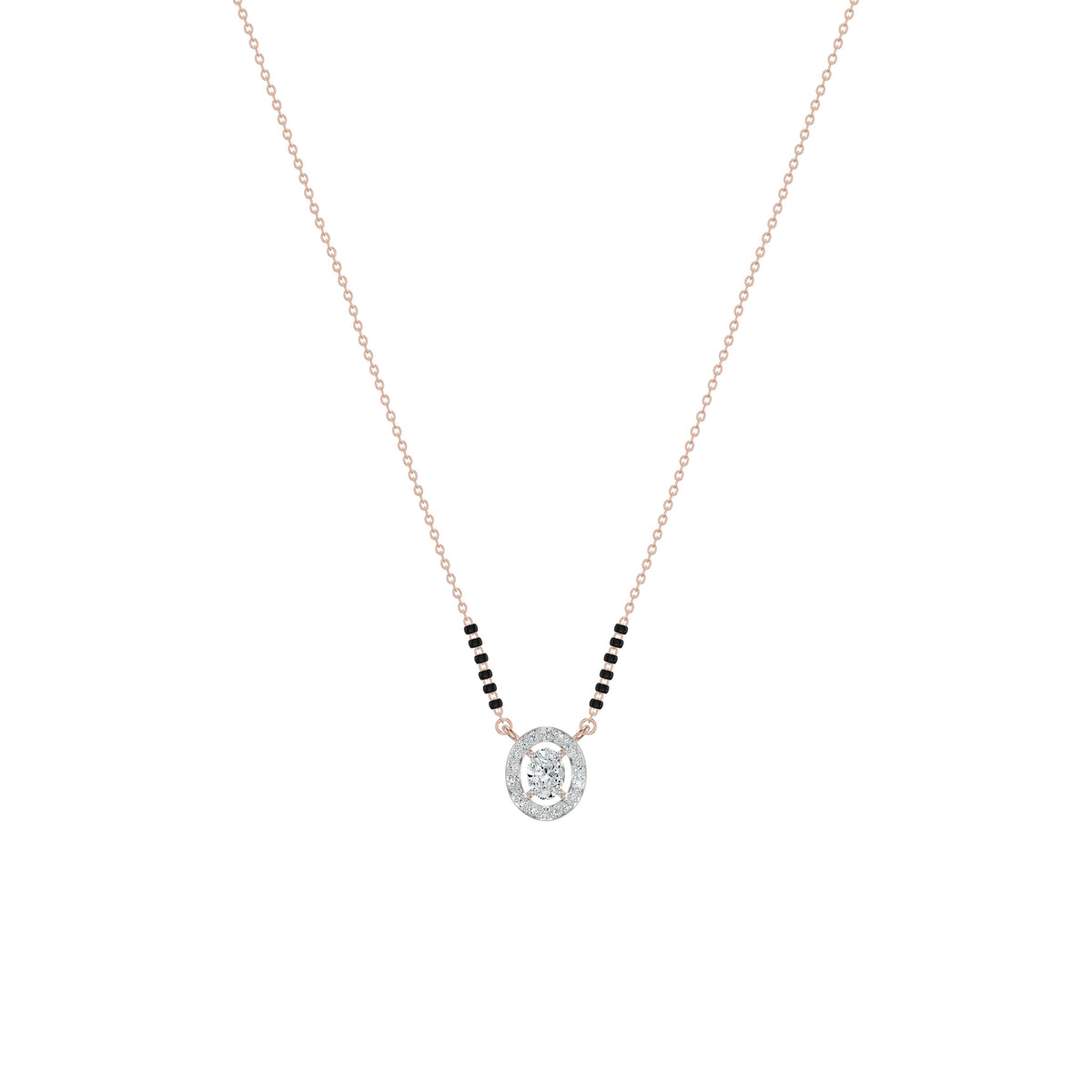 Ovalique Halo Diamond Mangalsutra