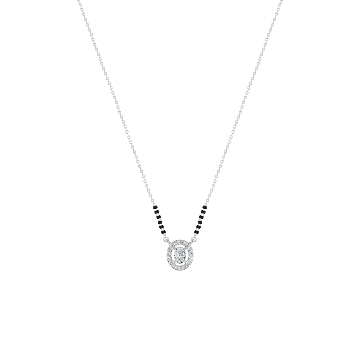 Ovalique Halo Diamond Mangalsutra