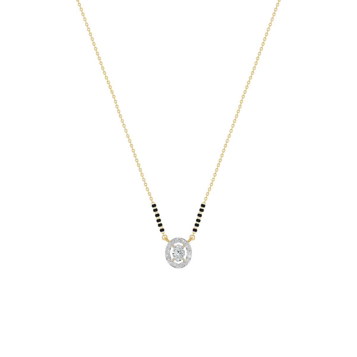 Ovalique Halo Diamond Mangalsutra