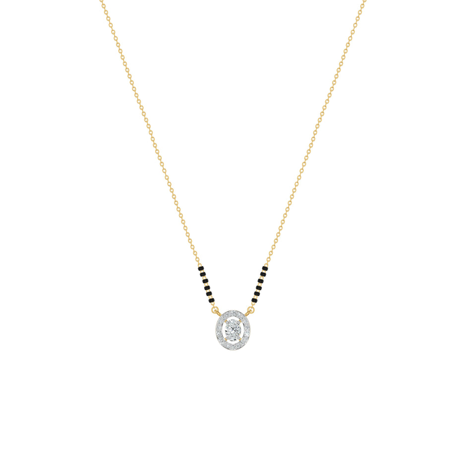 Ovalique Halo Diamond Mangalsutra