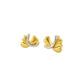 Dual Tone Sculpted Fan Gold Stud Earrings
