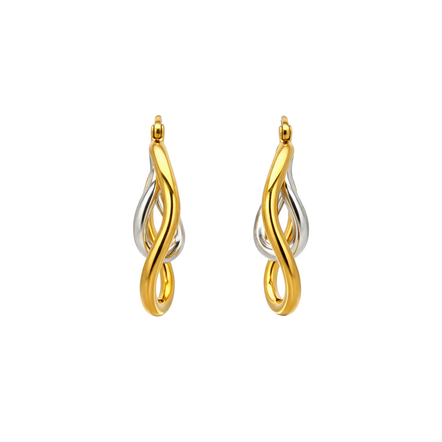 Twisted Dual-Tone Sculpted Hoop Earrings