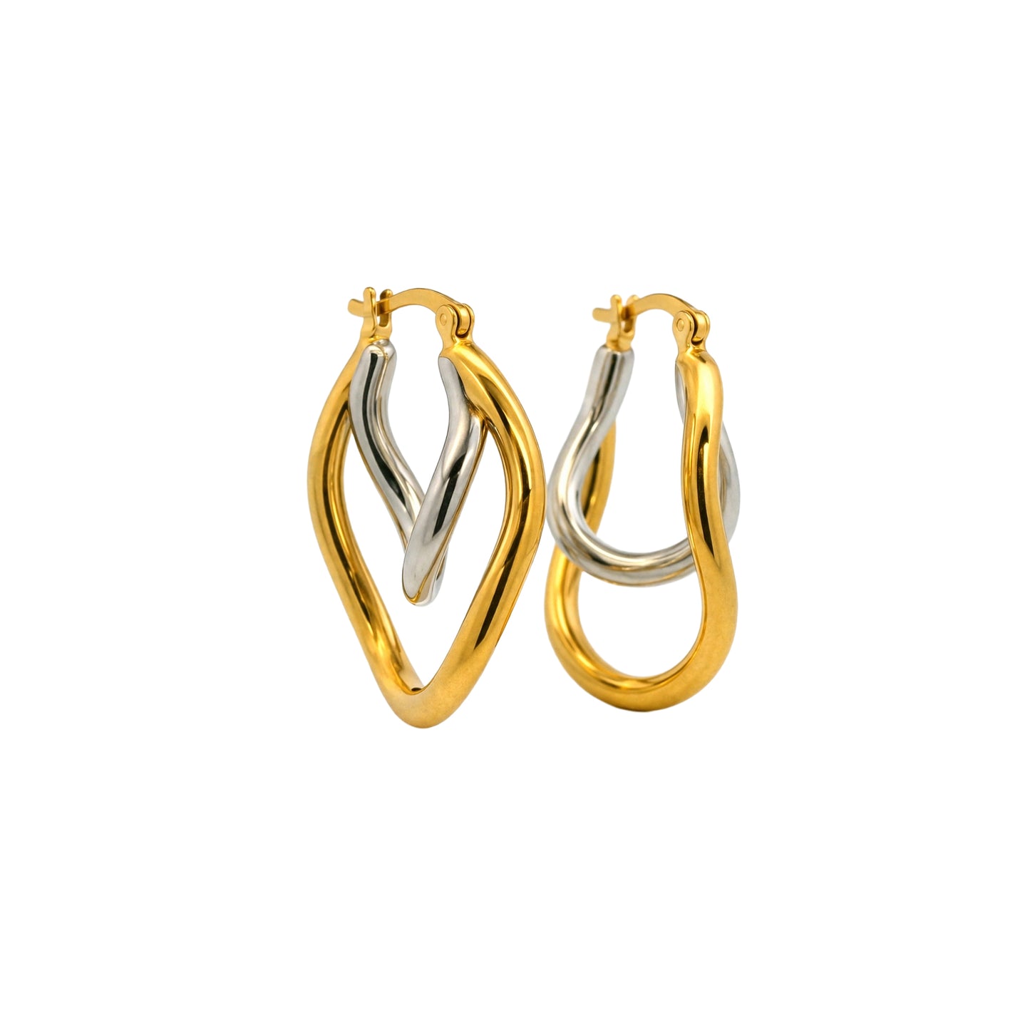 Twisted Dual-Tone Sculpted Hoop Earrings