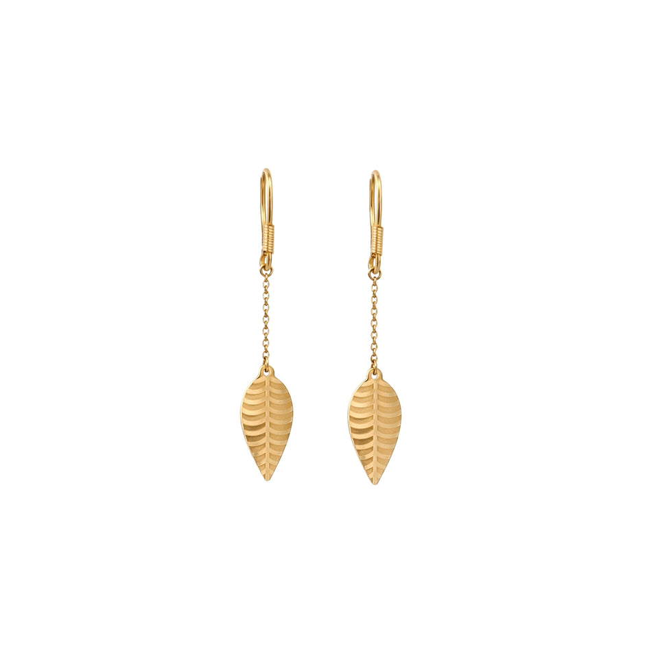 Golden Leaf Dangle Earrings