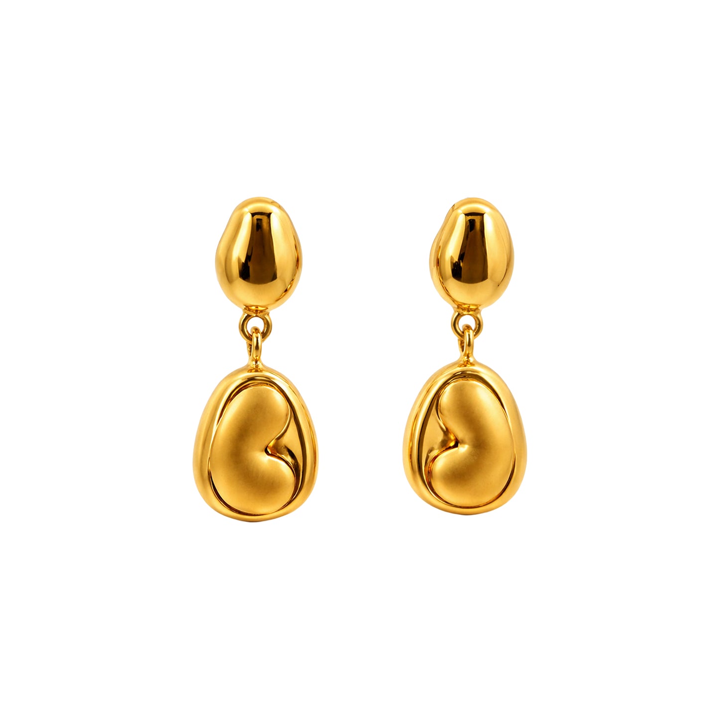 Pebble Drop Gold Earrings