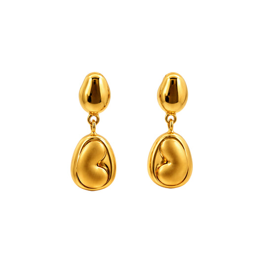 Pebble Drop Gold Earrings