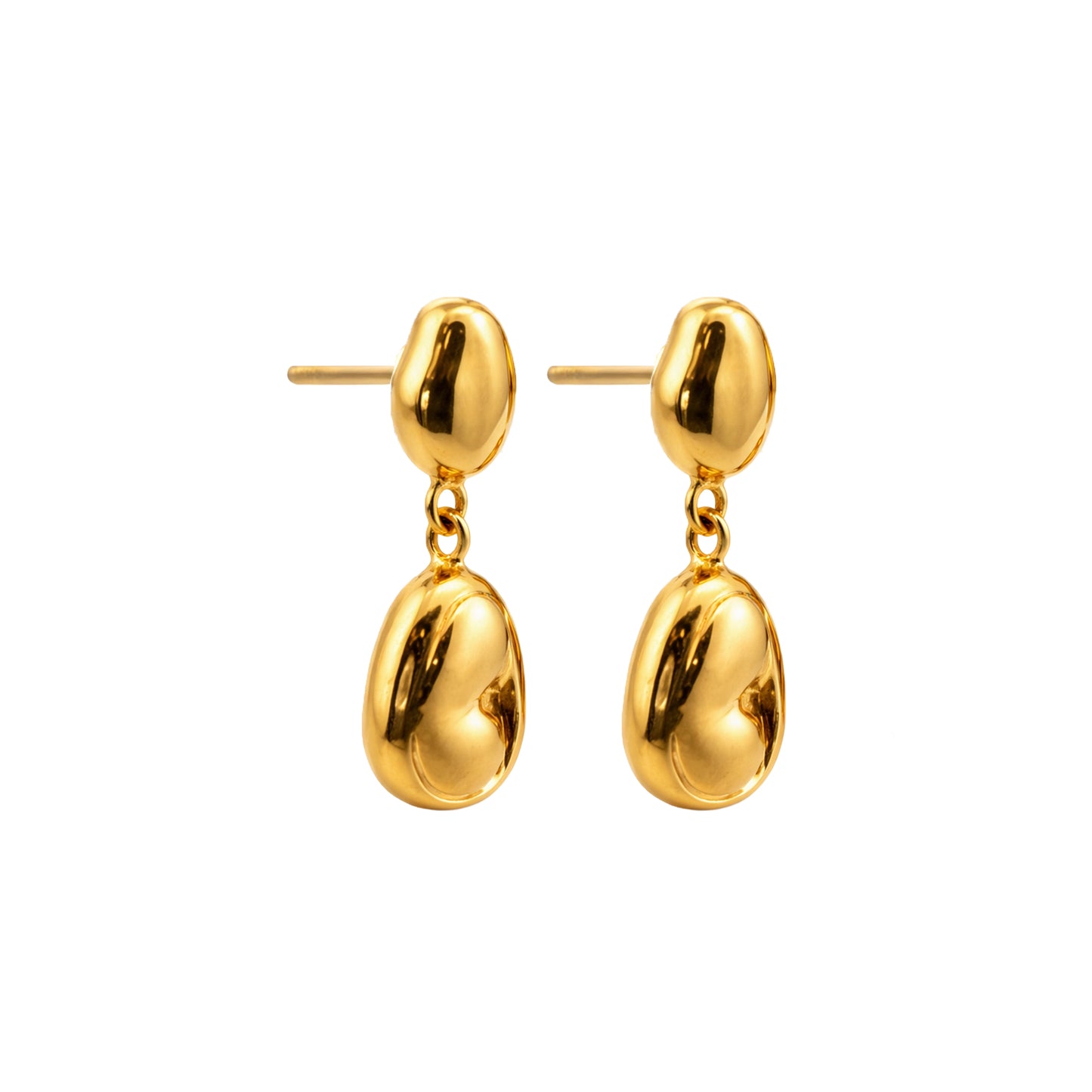 Pebble Drop Gold Earrings