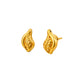 Curved Leaf Motif Gold Stud Earrings