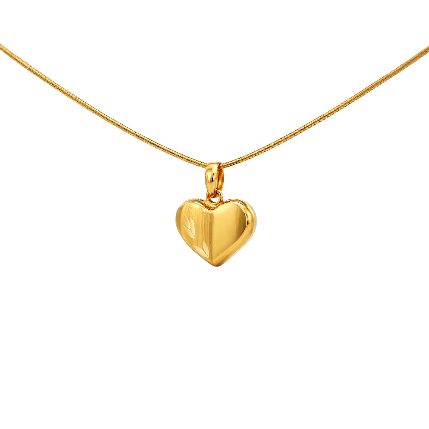 Textured Heart Charm Gold Pendant