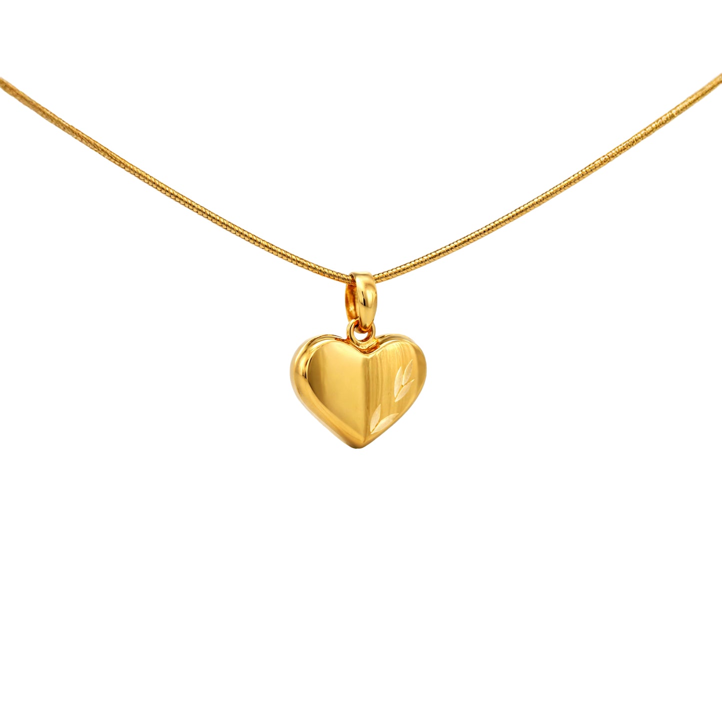 Textured Heart Charm Gold Pendant