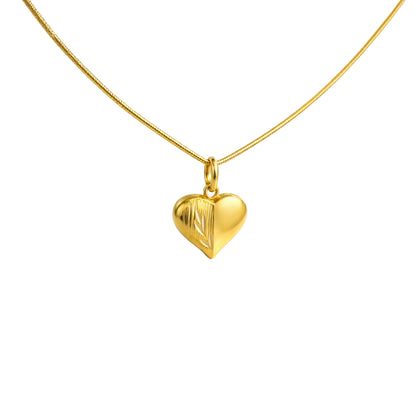 Textured Heart Charm Gold Pendant