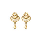 Twin-Heart Drop Gold Earrings