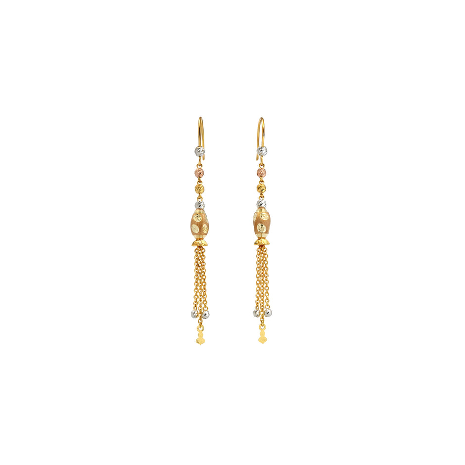 Heritage Tassel Bead Gold Earrings