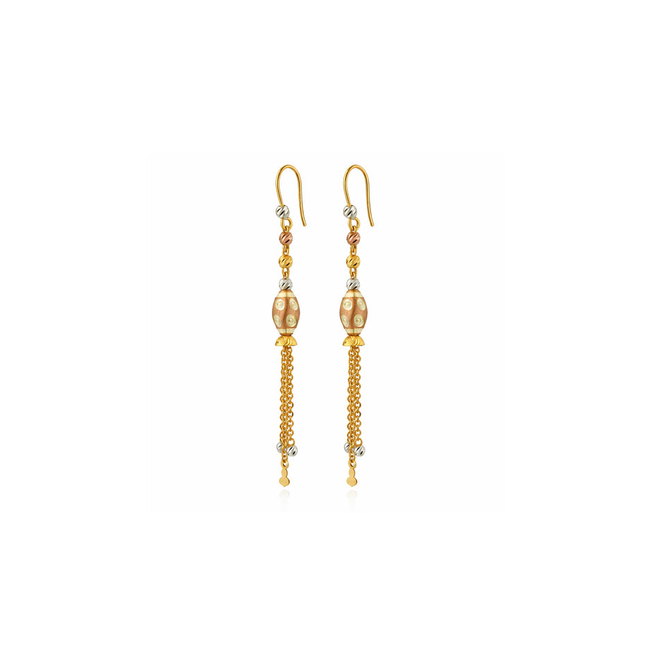 Heritage Tassel Bead Gold Earrings