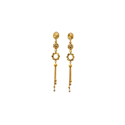 Floral Tassel Bead Gold Earrings