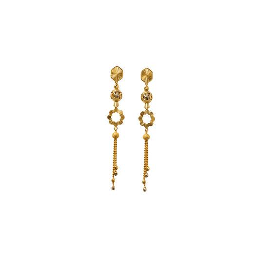 Floral Tassel Bead Gold Earrings