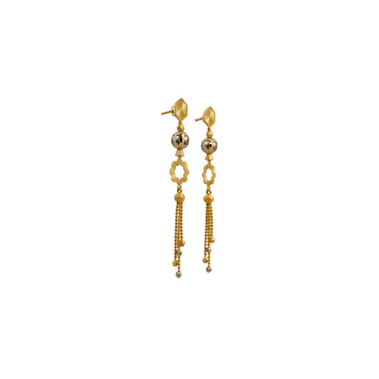 Floral Tassel Bead Gold Earrings