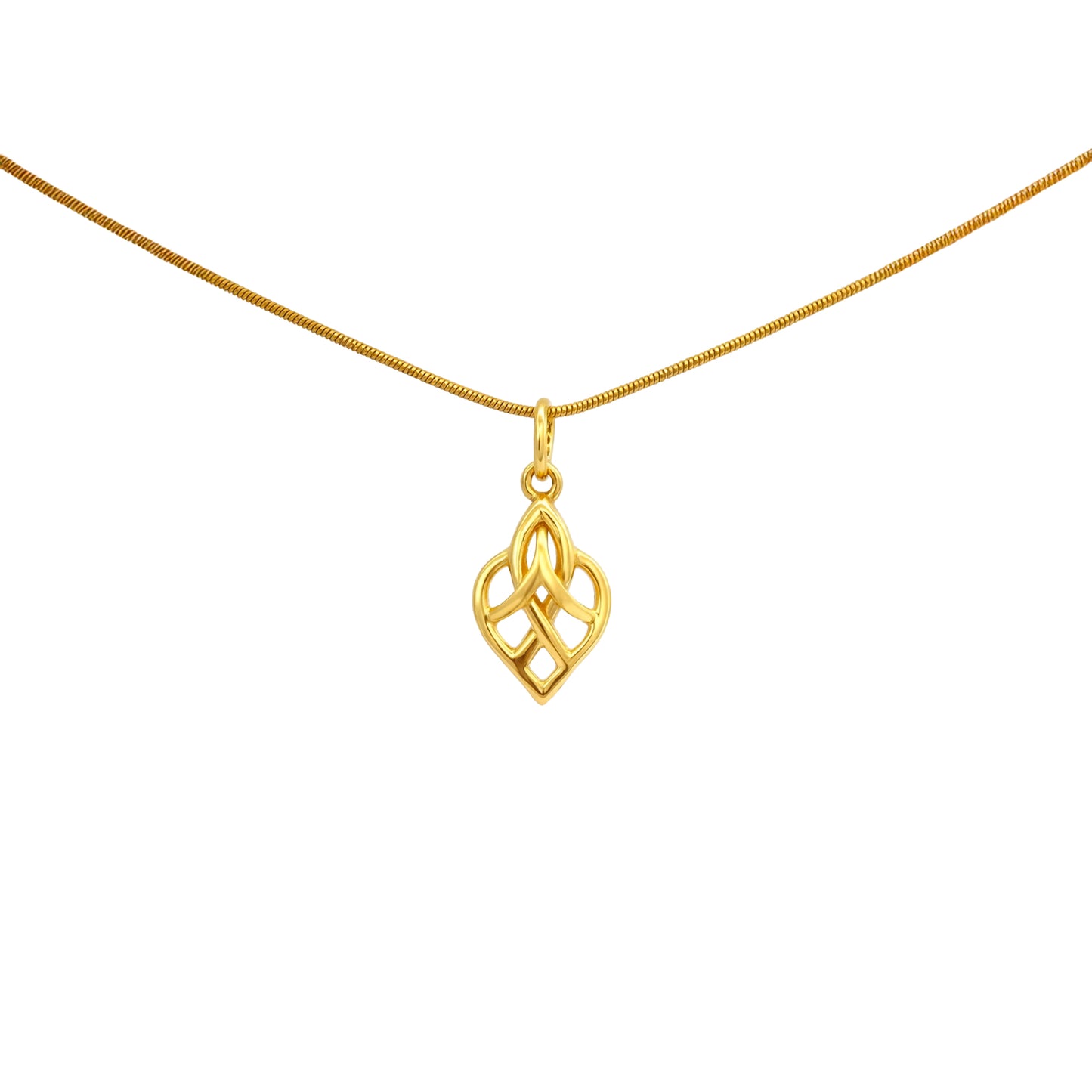 Elegant Interlaced Leaf Motif Gold Pendant