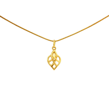 Elegant Interlaced Leaf Motif Gold Pendant