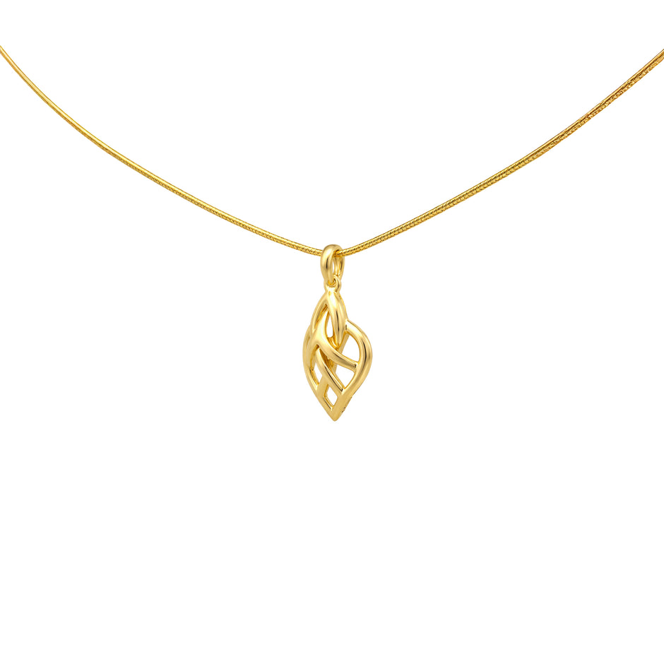 Elegant Interlaced Leaf Motif Gold Pendant