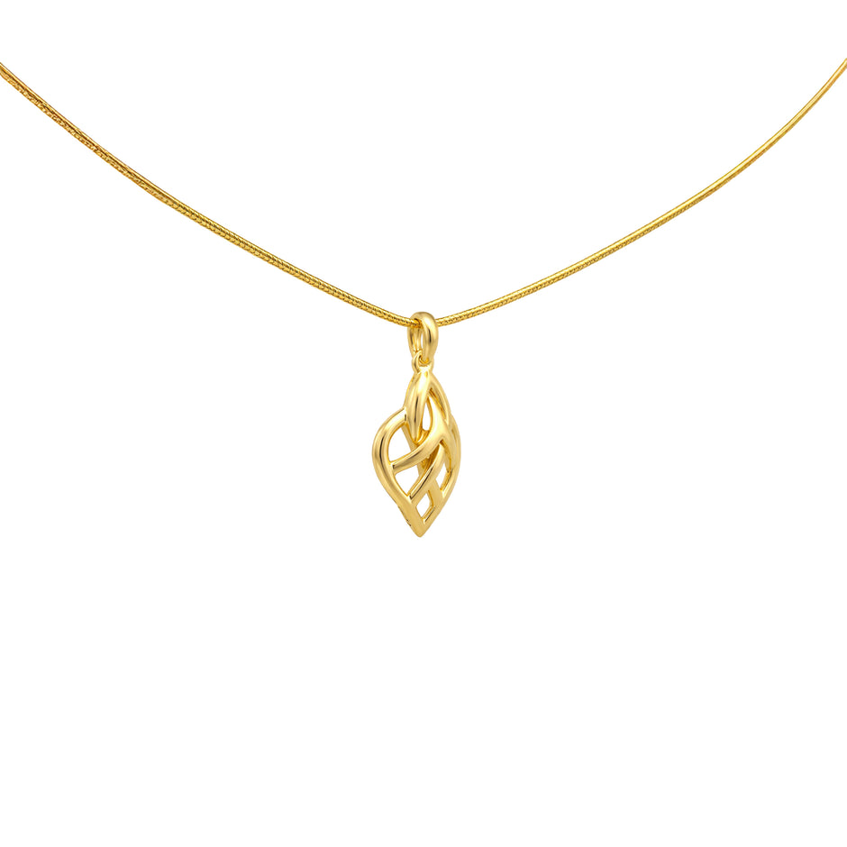 Elegant Interlaced Leaf Motif Gold Pendant