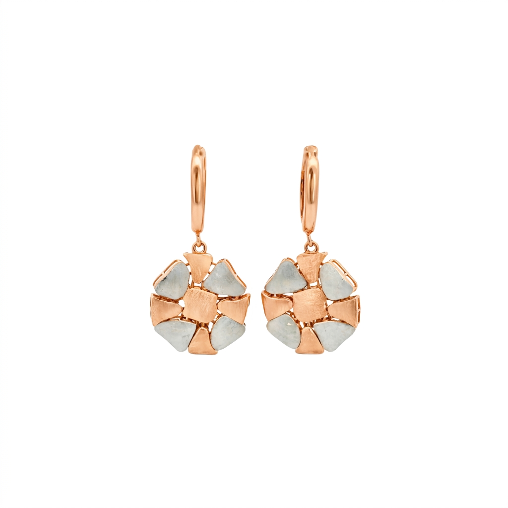 Geometric Pebble Drop Gold Earrings