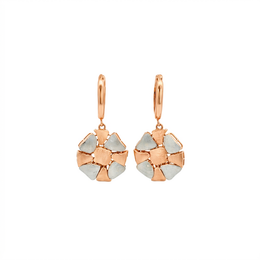 Geometric Pebble Drop Gold Earrings