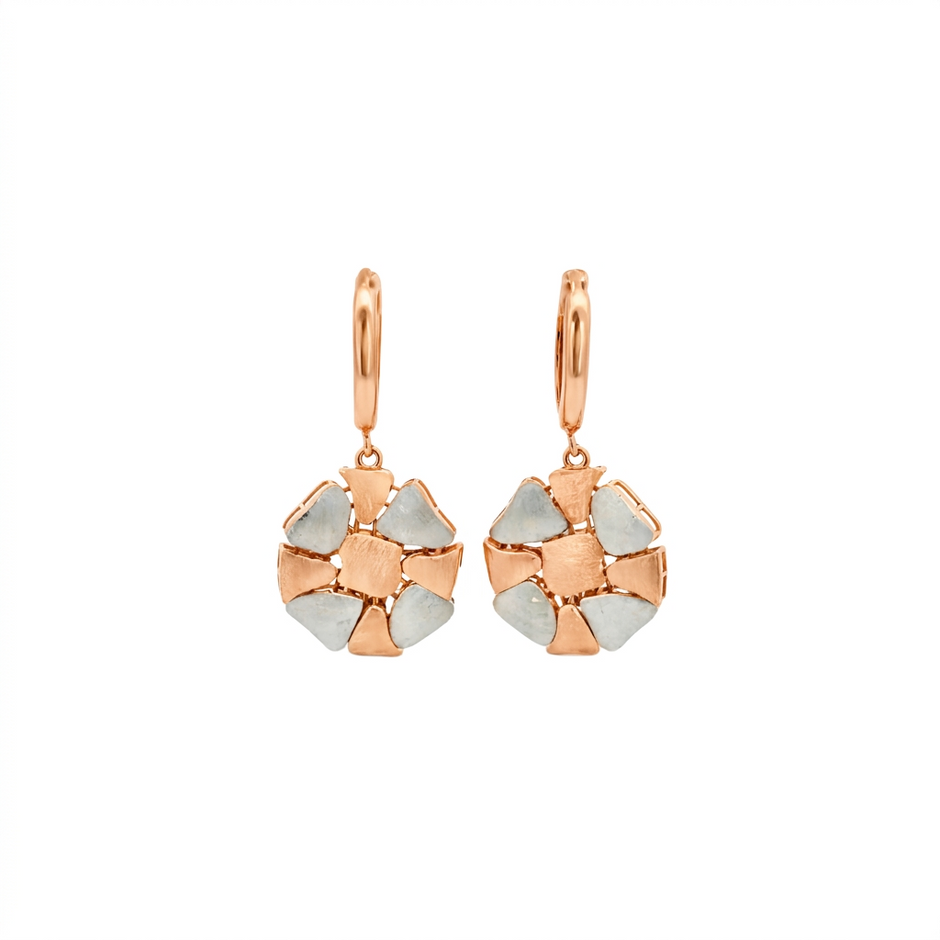 Geometric Pebble Drop Gold Earrings