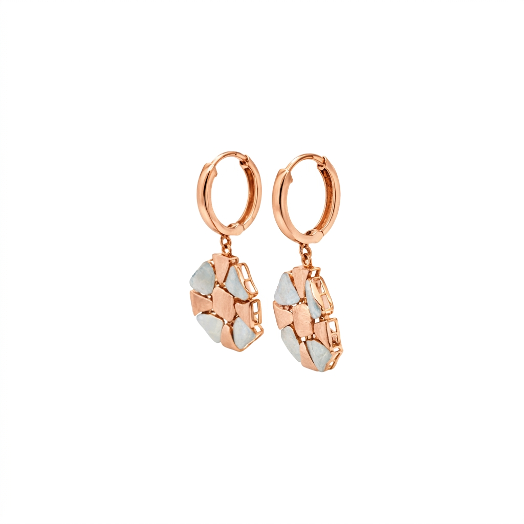 Geometric Pebble Drop Gold Earrings