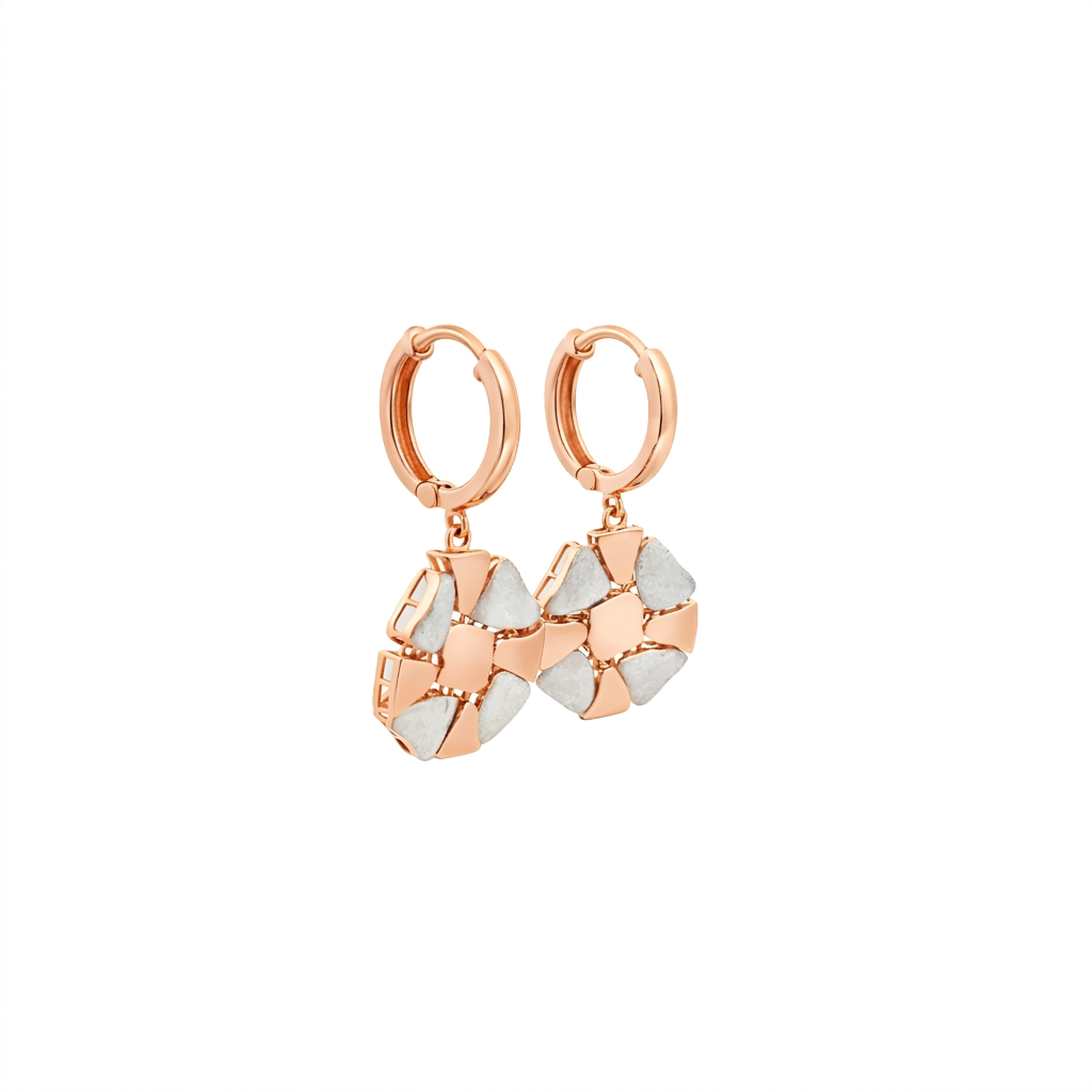 Geometric Pebble Drop Gold Earrings