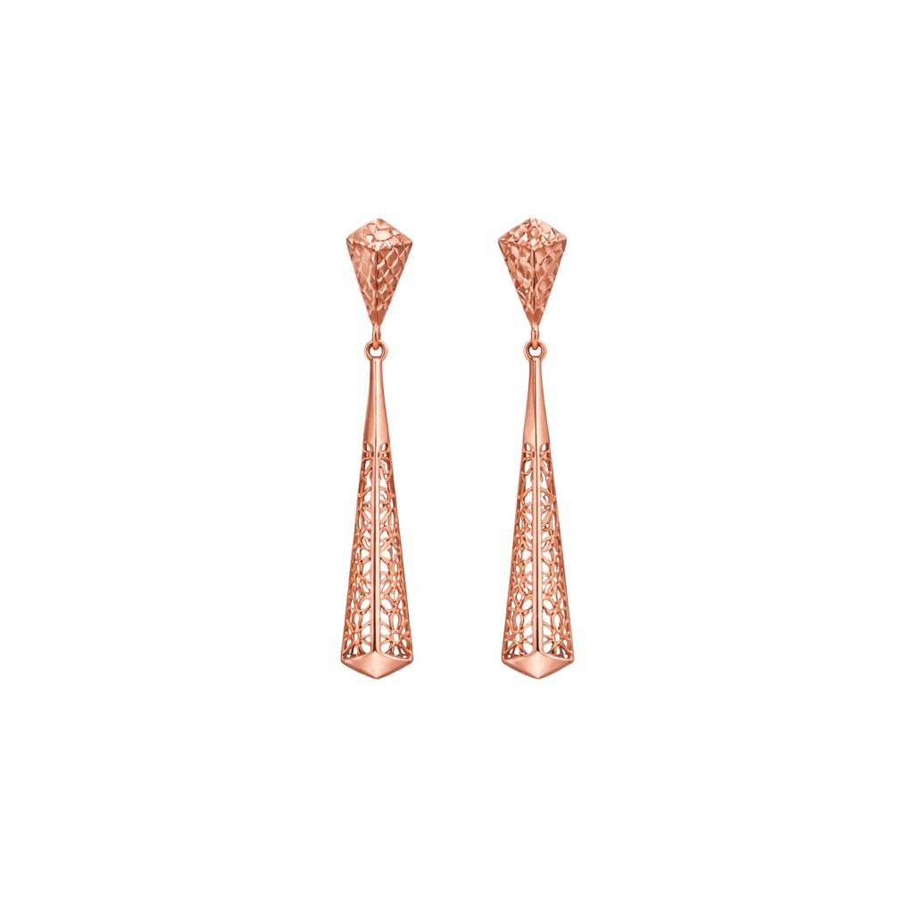 Textured Pyramid Gold Earrings