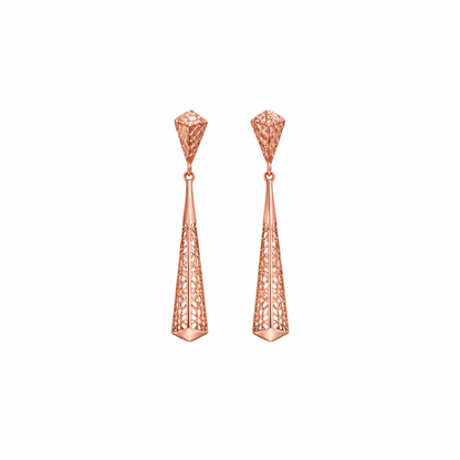Textured Pyramid Gold Earrings